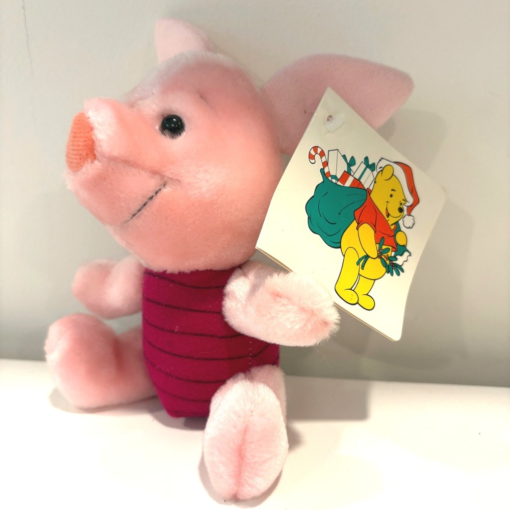 Vintage 1991 Sears Piglet Plush Christmas Holiday Disney‎ Beanbag Toy